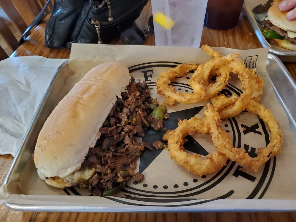 Philly Cheese Steak and Onion Rings